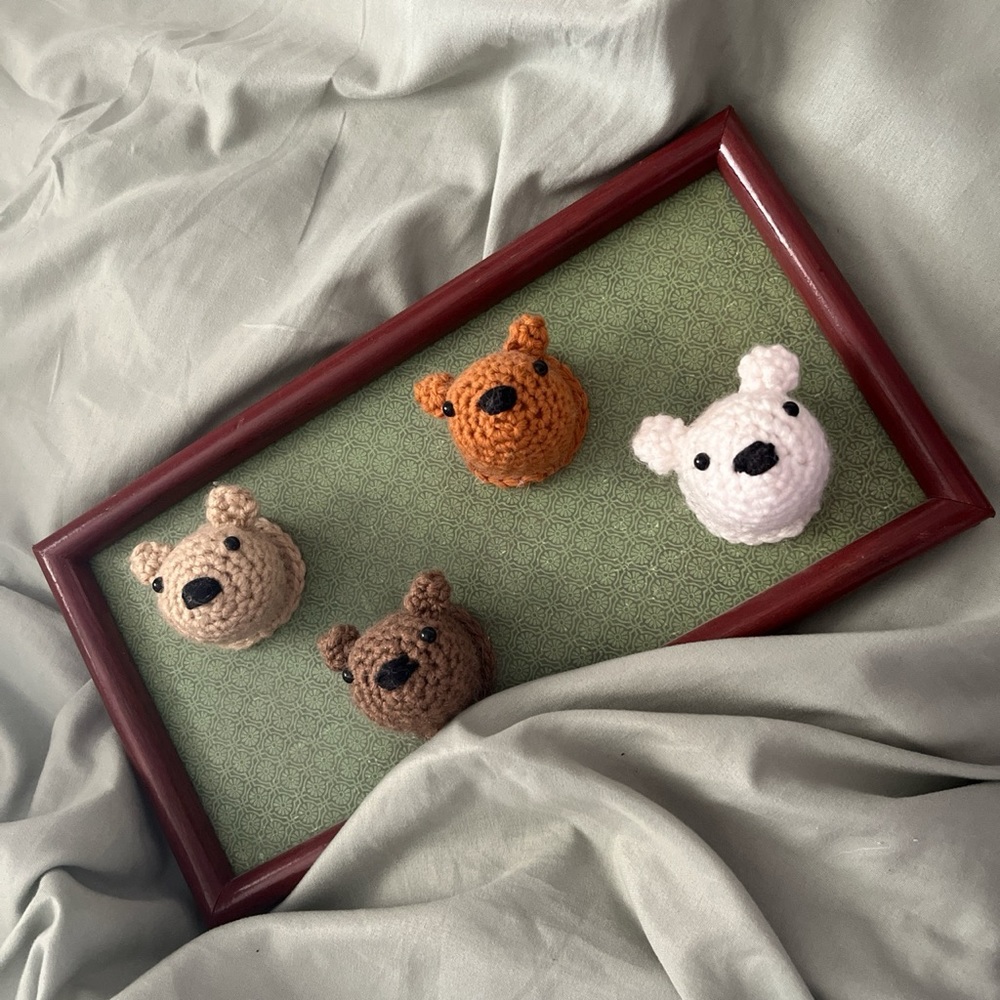 Antique bear crochet wall hanging